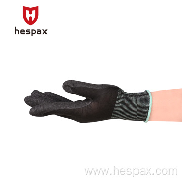 Hespax Nitrile Sandy Finish Mechanic Safety Work Gloves